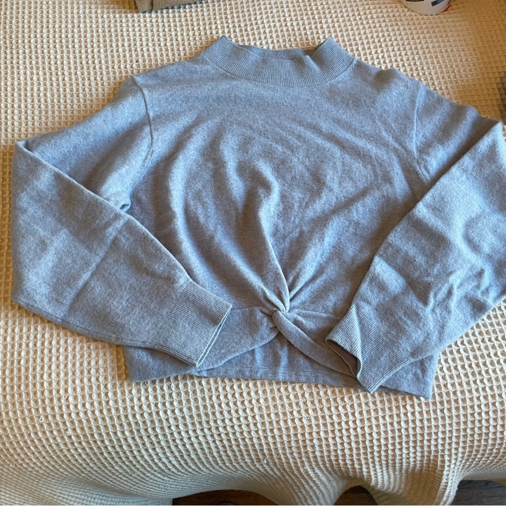 & Other Stories blue medium knot in front sweater